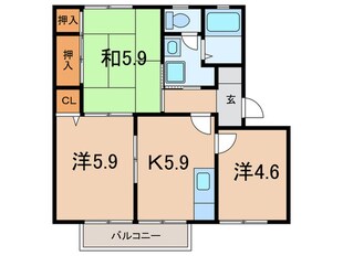 ハイツ北在家の物件間取画像